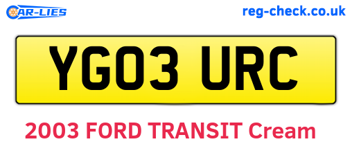 YG03URC are the vehicle registration plates.