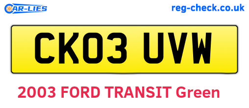 CK03UVW are the vehicle registration plates.