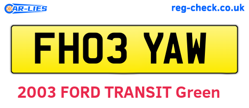 FH03YAW are the vehicle registration plates.