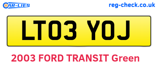 LT03YOJ are the vehicle registration plates.
