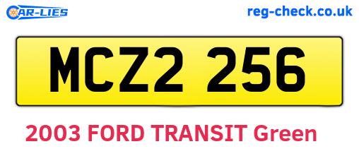 MCZ2256 are the vehicle registration plates.