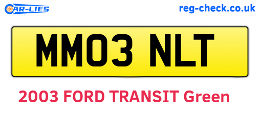 MM03NLT are the vehicle registration plates.