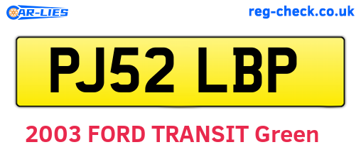 PJ52LBP are the vehicle registration plates.