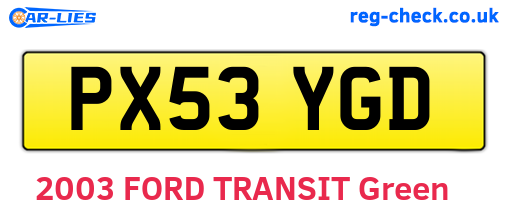 PX53YGD are the vehicle registration plates.
