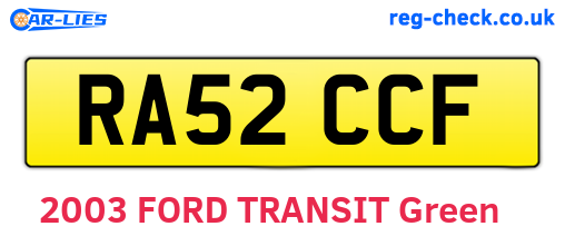 RA52CCF are the vehicle registration plates.