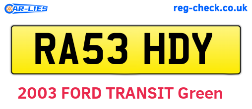 RA53HDY are the vehicle registration plates.