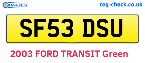 SF53DSU are the vehicle registration plates.