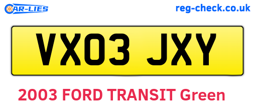VX03JXY are the vehicle registration plates.