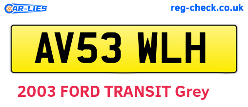 AV53WLH are the vehicle registration plates.
