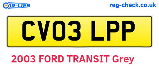 CV03LPP are the vehicle registration plates.
