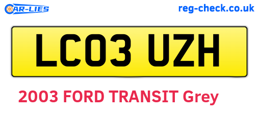 LC03UZH are the vehicle registration plates.