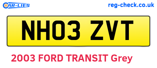 NH03ZVT are the vehicle registration plates.