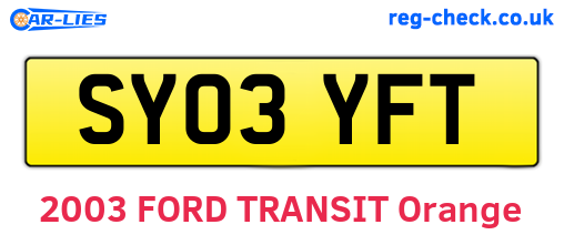 SY03YFT are the vehicle registration plates.