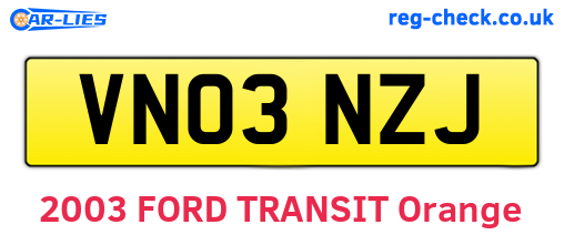 VN03NZJ are the vehicle registration plates.