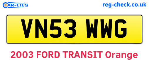 VN53WWG are the vehicle registration plates.