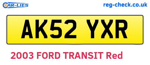 AK52YXR are the vehicle registration plates.