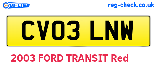 CV03LNW are the vehicle registration plates.