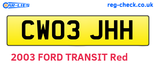 CW03JHH are the vehicle registration plates.