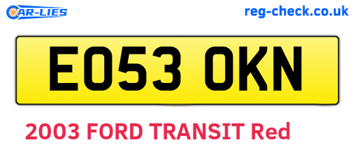 EO53OKN are the vehicle registration plates.
