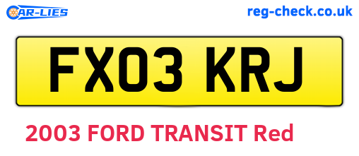 FX03KRJ are the vehicle registration plates.