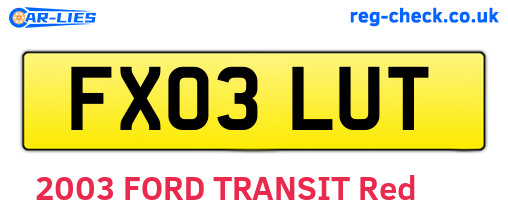 FX03LUT are the vehicle registration plates.