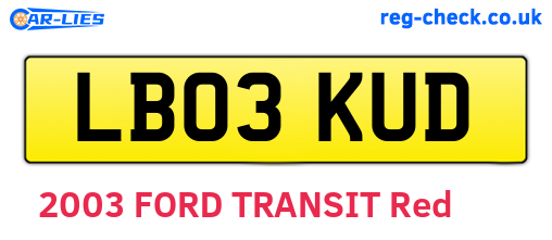 LB03KUD are the vehicle registration plates.