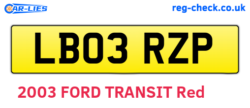 LB03RZP are the vehicle registration plates.