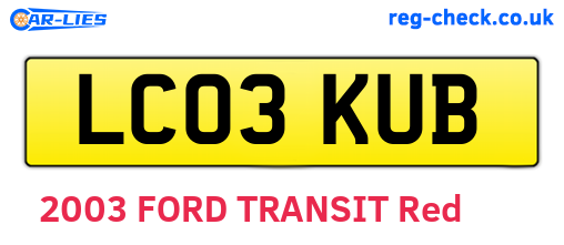 LC03KUB are the vehicle registration plates.