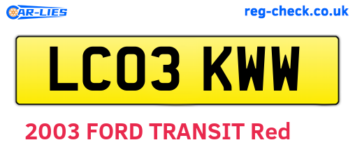 LC03KWW are the vehicle registration plates.