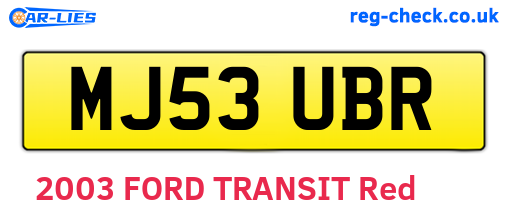 MJ53UBR are the vehicle registration plates.