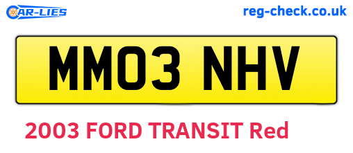MM03NHV are the vehicle registration plates.