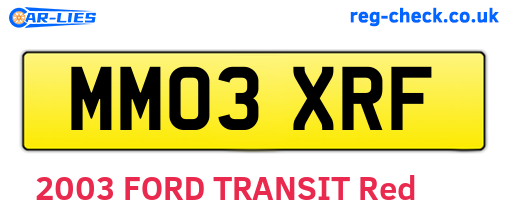 MM03XRF are the vehicle registration plates.
