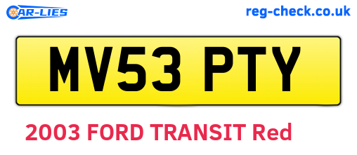 MV53PTY are the vehicle registration plates.