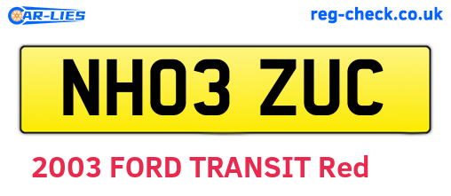 NH03ZUC are the vehicle registration plates.