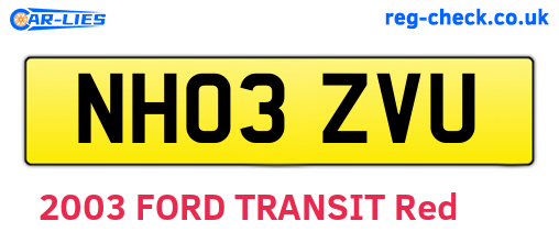 NH03ZVU are the vehicle registration plates.