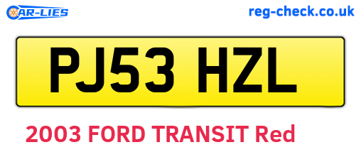 PJ53HZL are the vehicle registration plates.