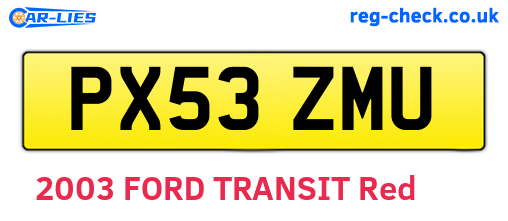 PX53ZMU are the vehicle registration plates.