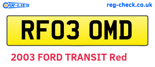 RF03OMD are the vehicle registration plates.