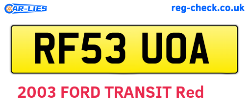 RF53UOA are the vehicle registration plates.