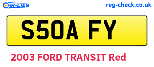 S50AFY are the vehicle registration plates.