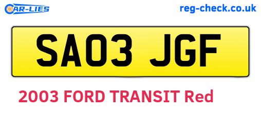 SA03JGF are the vehicle registration plates.