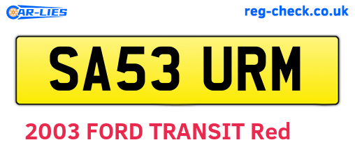 SA53URM are the vehicle registration plates.