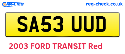 SA53UUD are the vehicle registration plates.