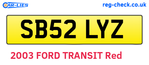 SB52LYZ are the vehicle registration plates.