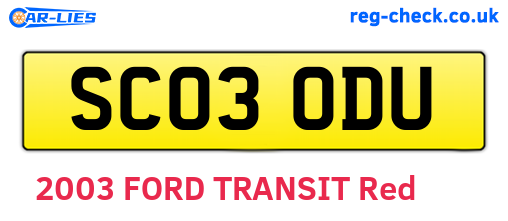 SC03ODU are the vehicle registration plates.