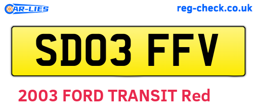 SD03FFV are the vehicle registration plates.