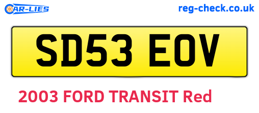 SD53EOV are the vehicle registration plates.
