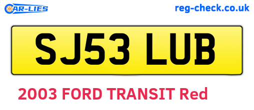 SJ53LUB are the vehicle registration plates.