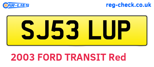 SJ53LUP are the vehicle registration plates.
