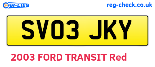 SV03JKY are the vehicle registration plates.